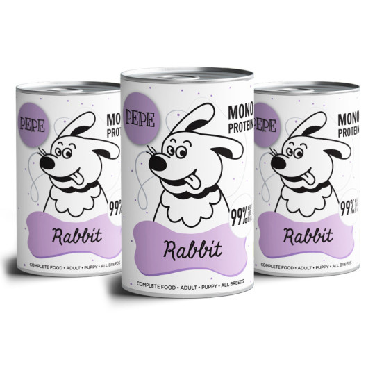 Karma mokra dla psa PEPE rabbit 99% królik 400 g