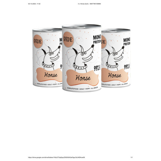 Karma mokra dla psa PEPE horse 99% konina 400 g