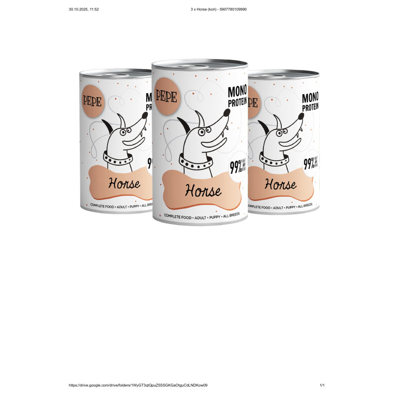 Karma mokra dla psa PEPE horse 99% konina 400 g