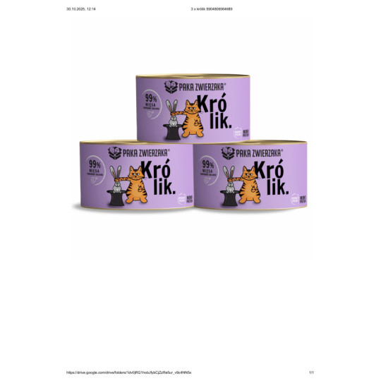 Karma mokra dla kota PAKA ZWIERZAKA królik 200 g