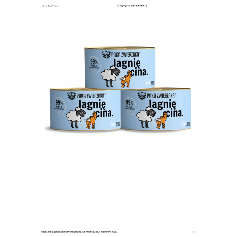 Karma mokra dla kota PAKA ZWIERZAKA jagnięcina 200 g