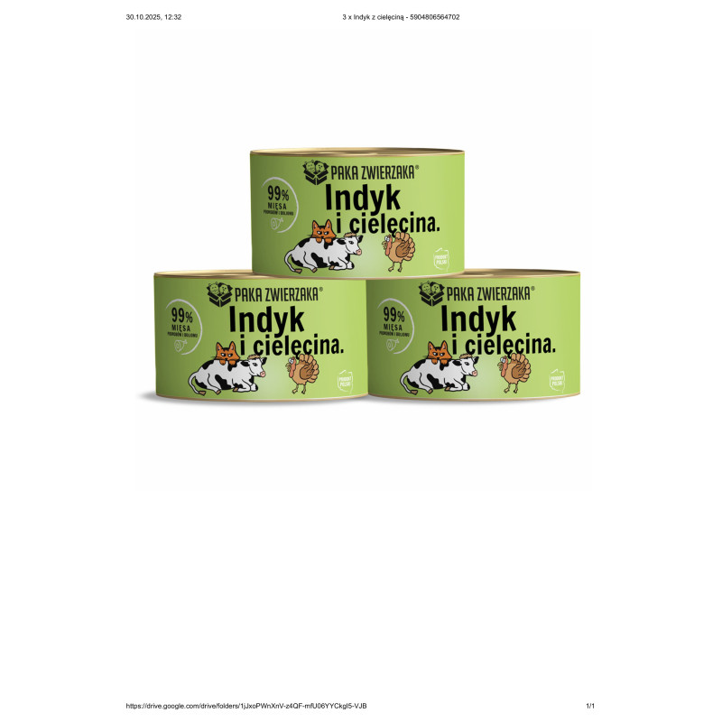 Karma mokra dla kota PAKA ZWIERZAKA indyk z cielęciną 200 g