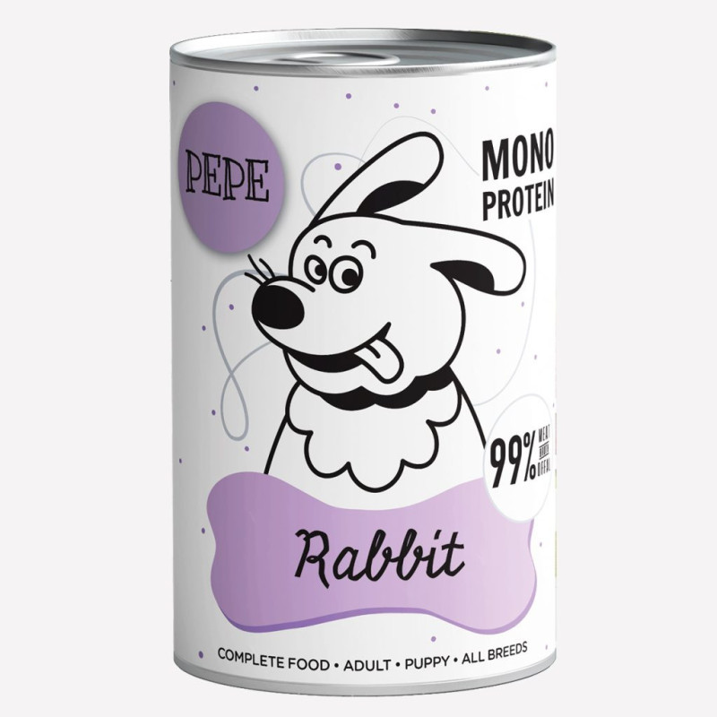 Karma mokra dla psa PEPE rabbit 99% królik 400 g